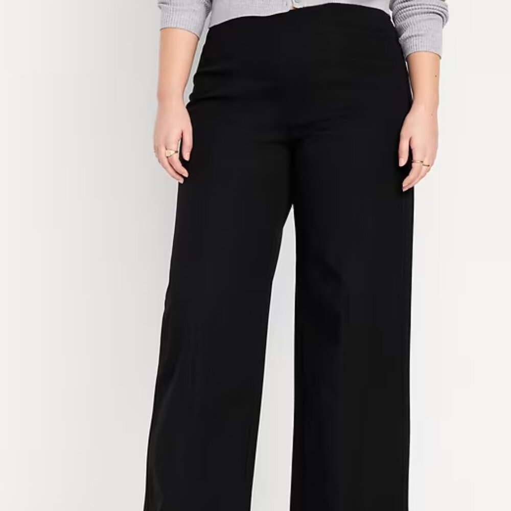NWT High-Waisted Pull-On Pixie Wide-Leg Pants Size L Black